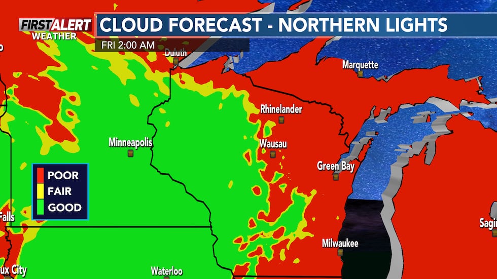 Clouds will clear early Friday morning around and after midnight