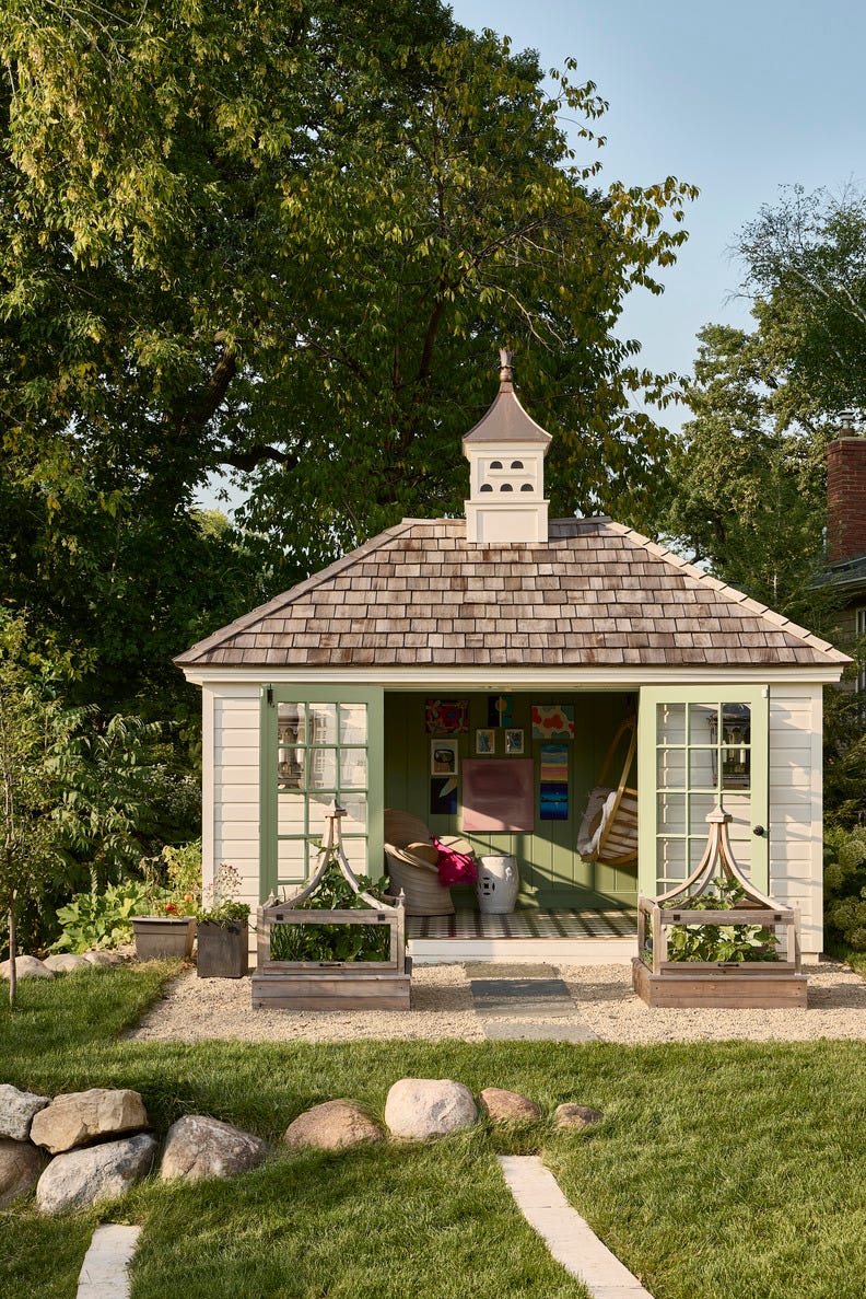Designer Krysta Gibbons new home in Minneapolis. Garden house