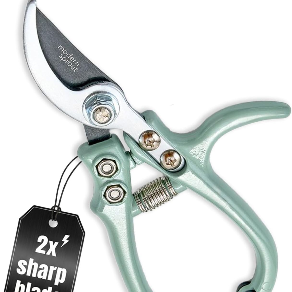 Modern Sprout Hand Shears - Lightweight Single Lock Pruning Shears - Pruning Shears - Sharp Carbon Steel Bypass Blade - Rust Resistant - Garden Tools - Reusable Holster - Sage