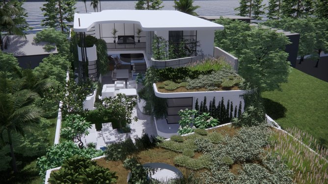 The roof garden overlooking Galup, formerly known as Lake Monger, was designed by TDL to combine sculptural planting with soft, layered textures on multiple levels.