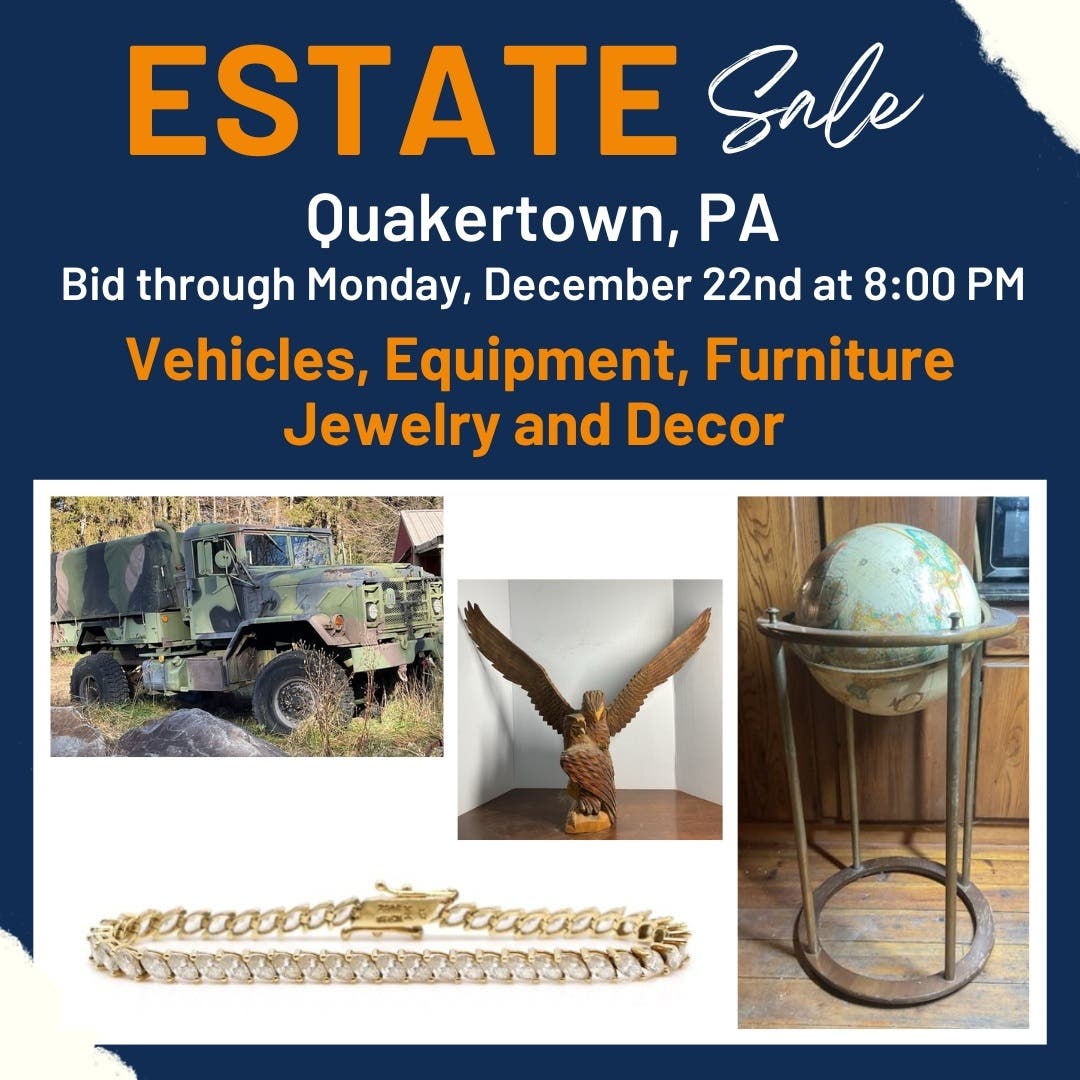 December 22nd | Real Estate Sales in Quakertown | Vehicles, Equipment, Furniture, Decor | Online auction