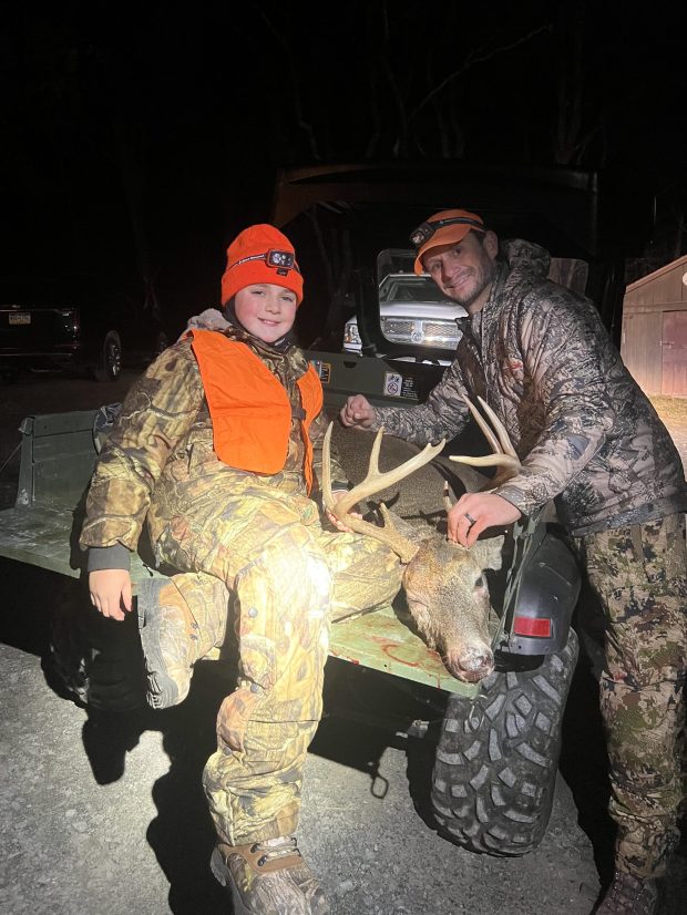 Dominic Giorandano, 11, of Harding, had a successful opening day of the 2025 firearms season. He killed his first whitetail buck while hunting with his father, Aaron (courtesy of Aaron Giorandano).